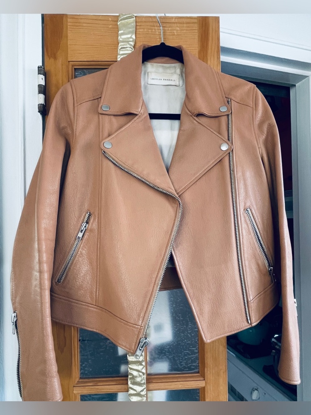 Loeffler Randall Tan Leather Moto Jacket